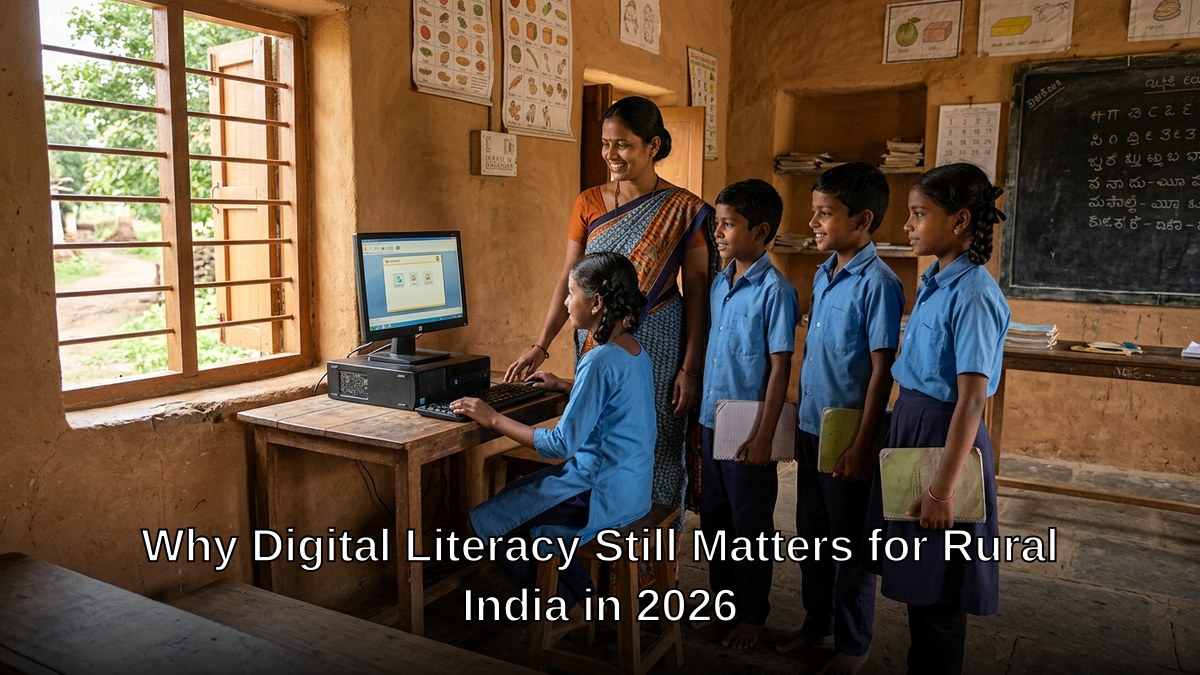 Digital literacy education in rural India classroom