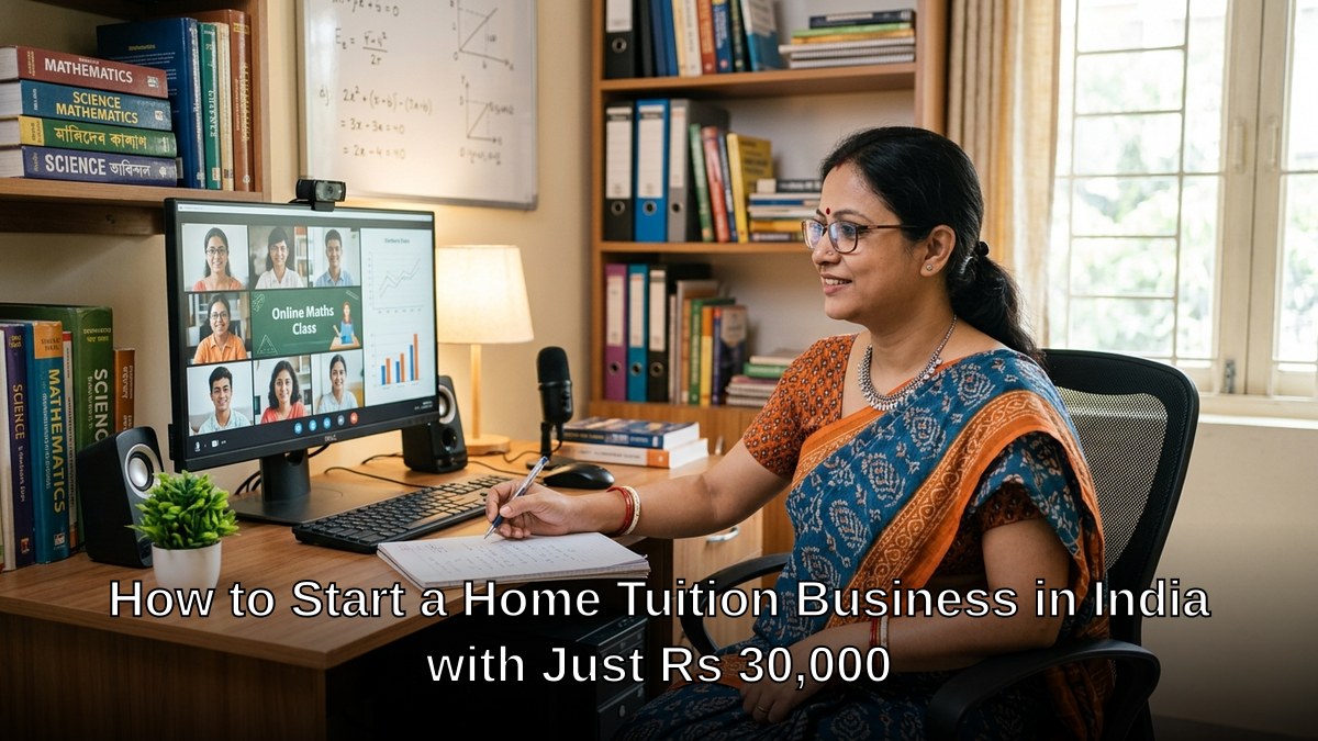 home tuition business India teacher conducting digital class at home