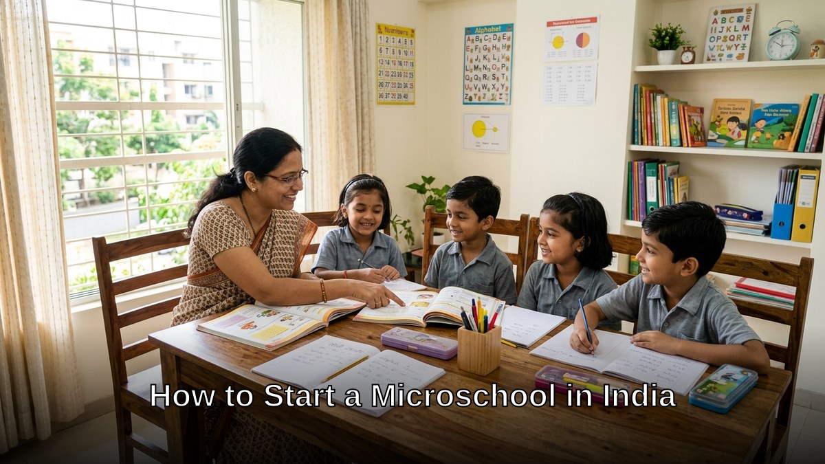 Indian educator setting up a microschool learning space