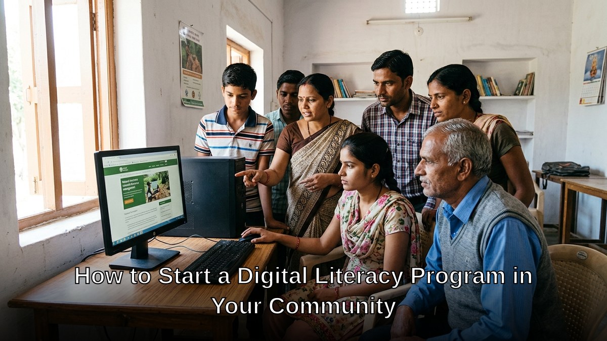 digital literacy program - community members learning digital skills together