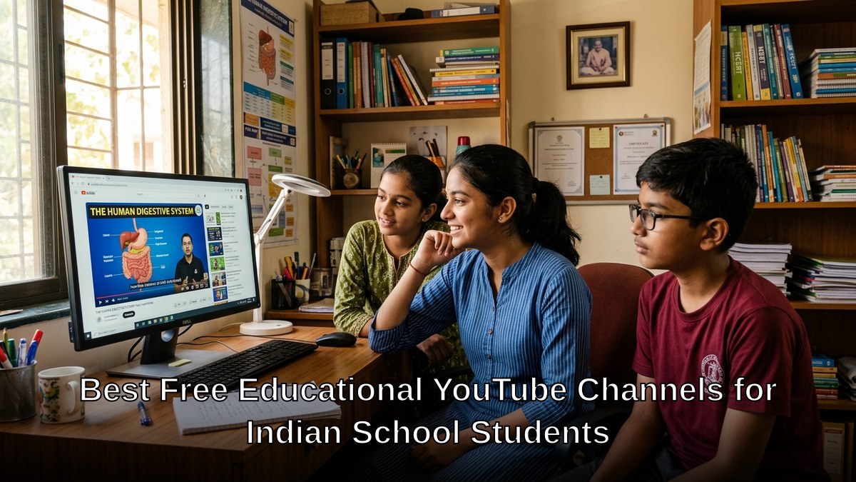 educational YouTube channels - Indian students watching educational videos on computer screen
