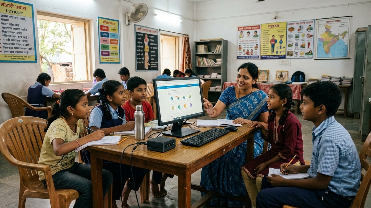 microschool India community learning centre with students and educator
