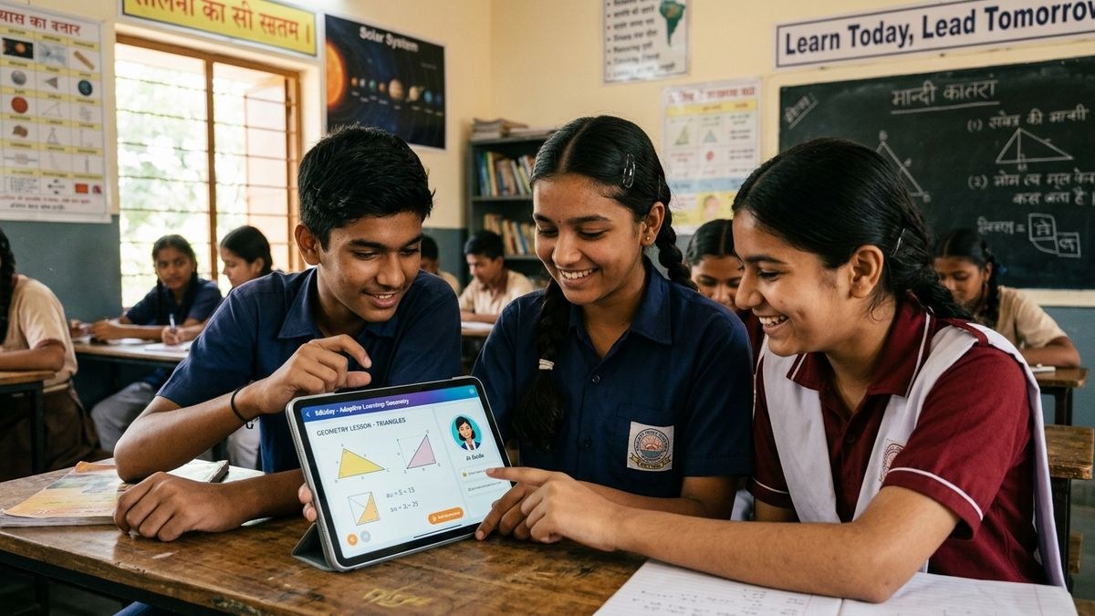 AI tools for teachers - Indian students using learning app