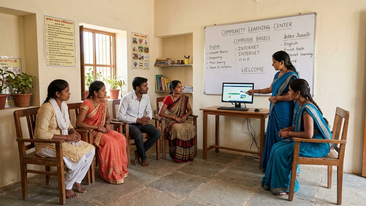 digital literacy program - community learning center with computers set up for group training