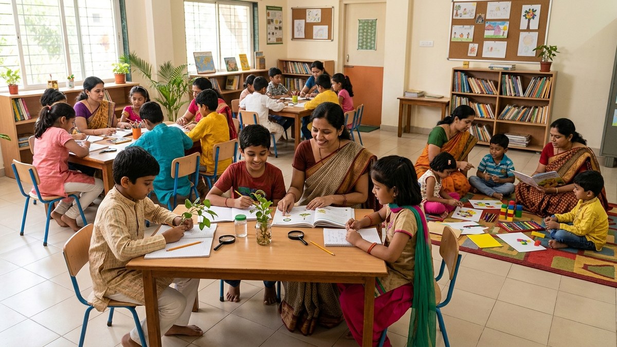 homeschooling in India community learning centre with children and educators