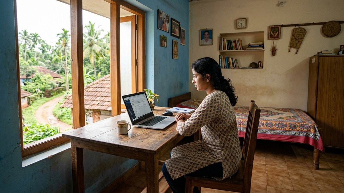 remote work skills Indian freelancer working from rural home
