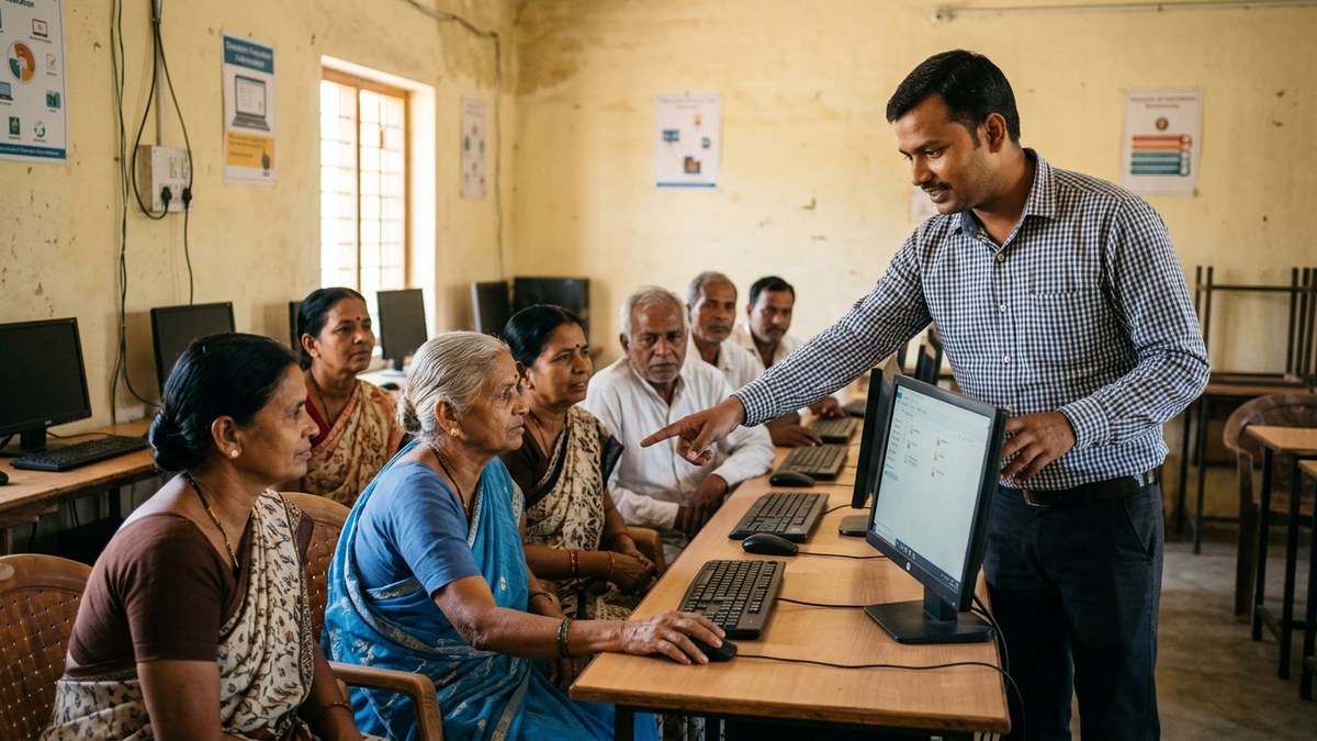 digital literacy program rural India educator teaching seniors computer skills