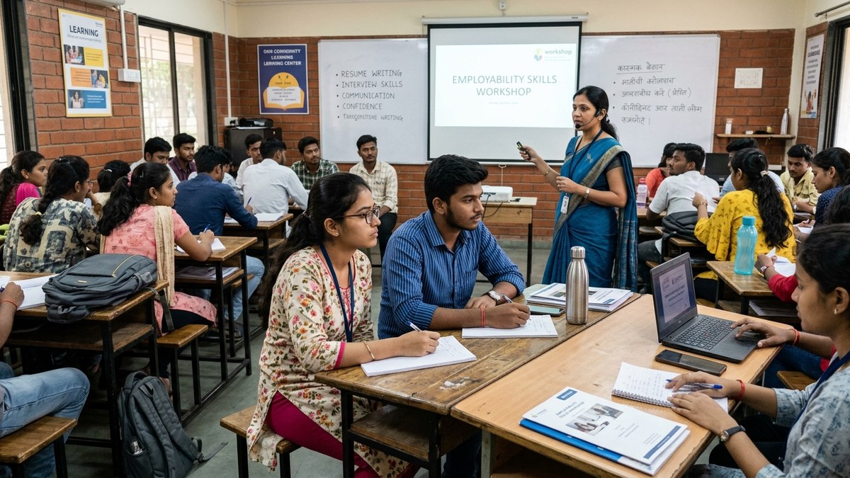 Indian students attending employability training workshop