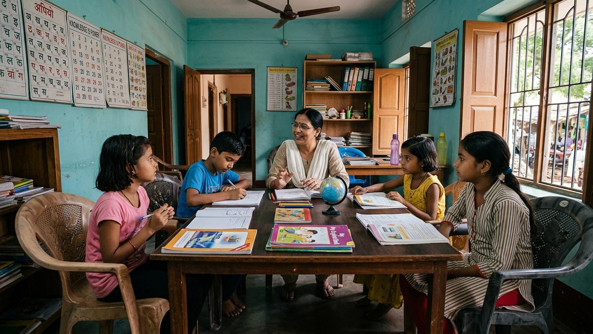 home tuition business India community learning centre with students and tutor