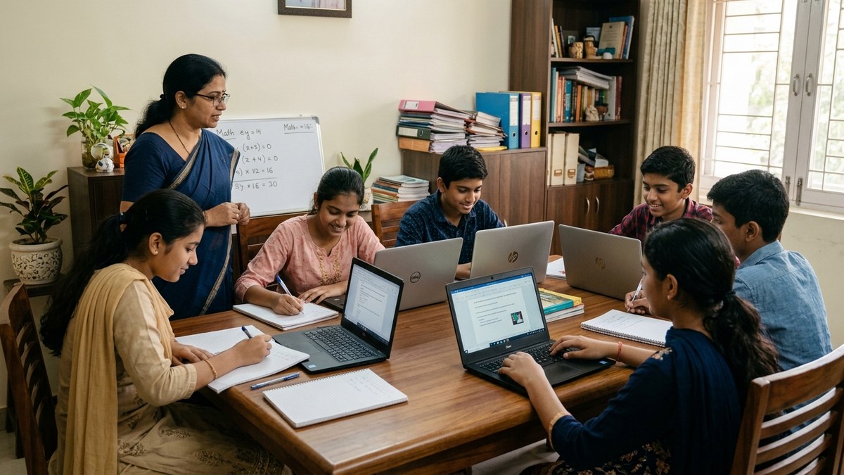 homemaker tuition teacher students in class
