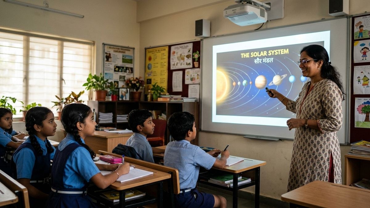AI tools for teachers - educator presenting digital lesson