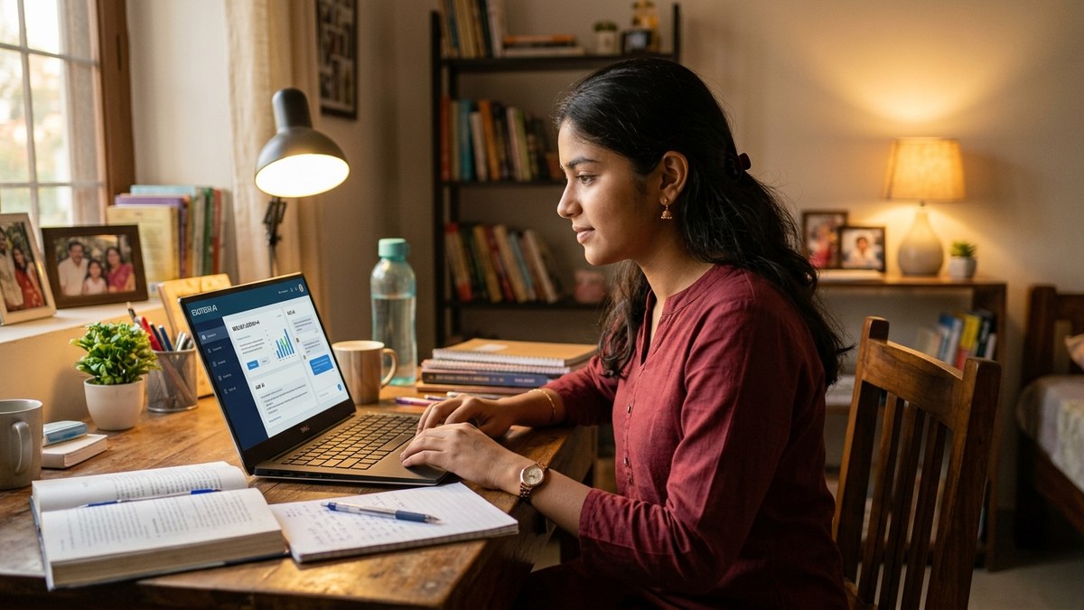 AI tools Indian students using laptop at home
