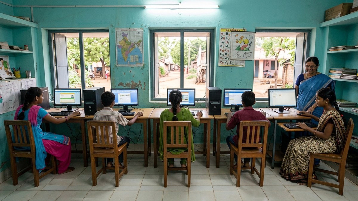 AI tutors parents supporting children in community learning centre