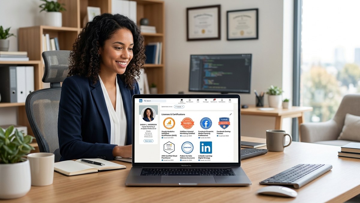 Digital skill badges displayed on a LinkedIn profile