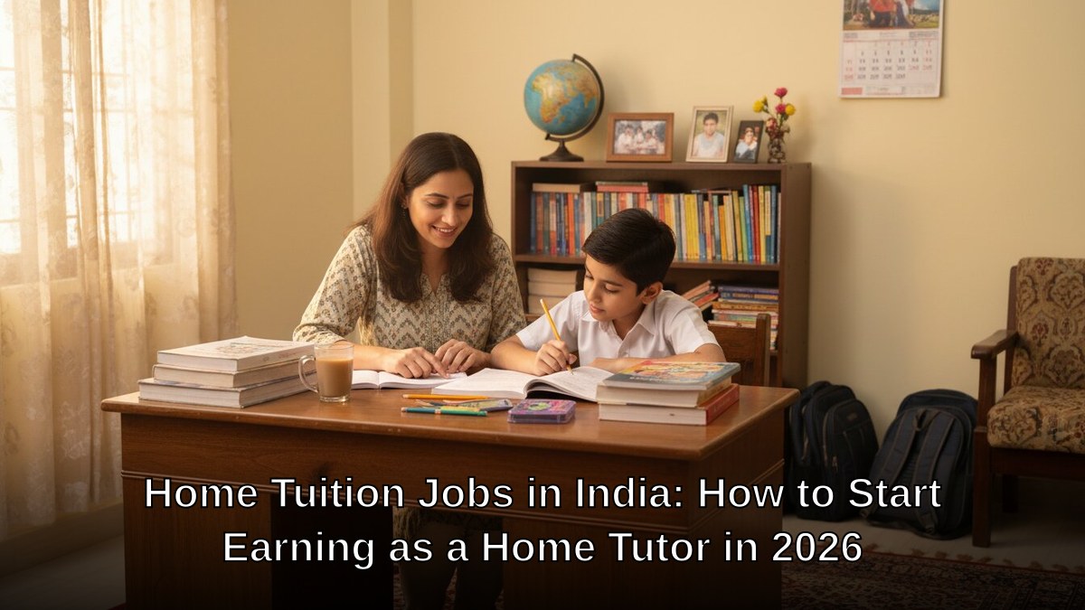 Indian home tutor teaching student at study desk
