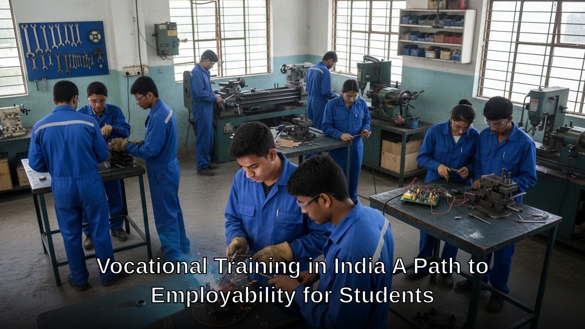 Indian students learning practical skills in vocational training workshop