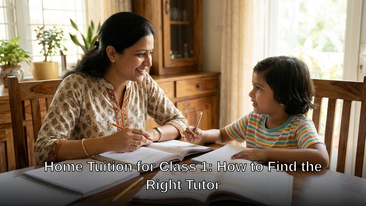 Indian female tutor teaching a young child at home