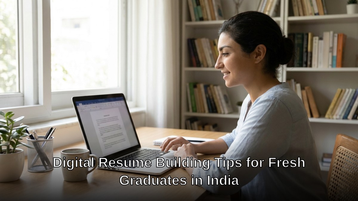 Young Indian graduate building a professional digital resume on laptop