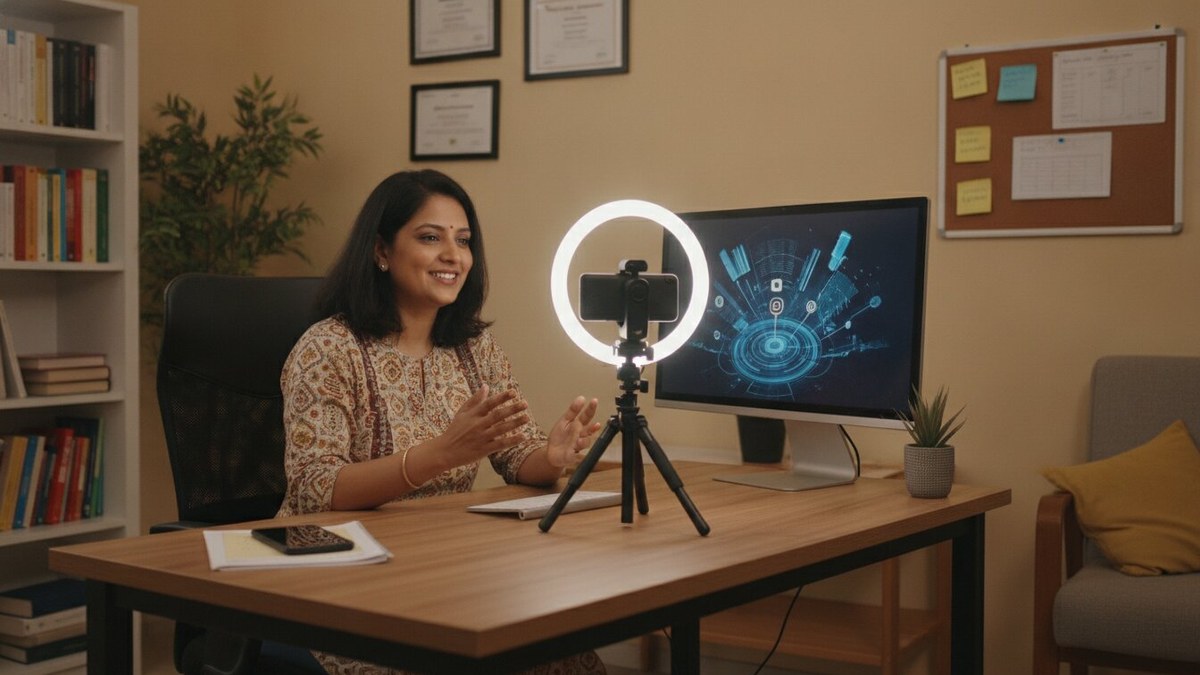 digital marketing course for teachers recording an educational video lesson