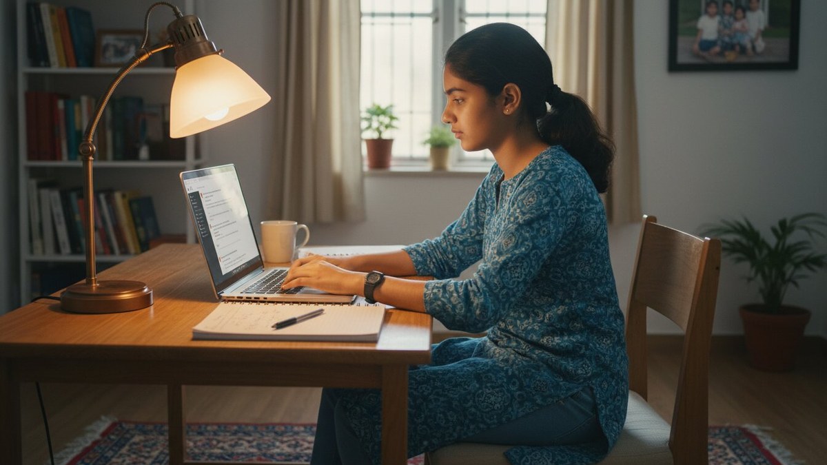 Gemini AI for homework help for an Indian student on a laptop