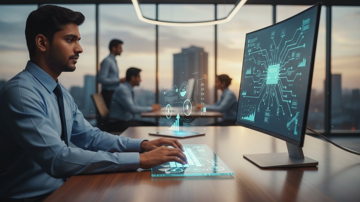 Young Indian professional building computer skills for a career after a 6 month basic computer course