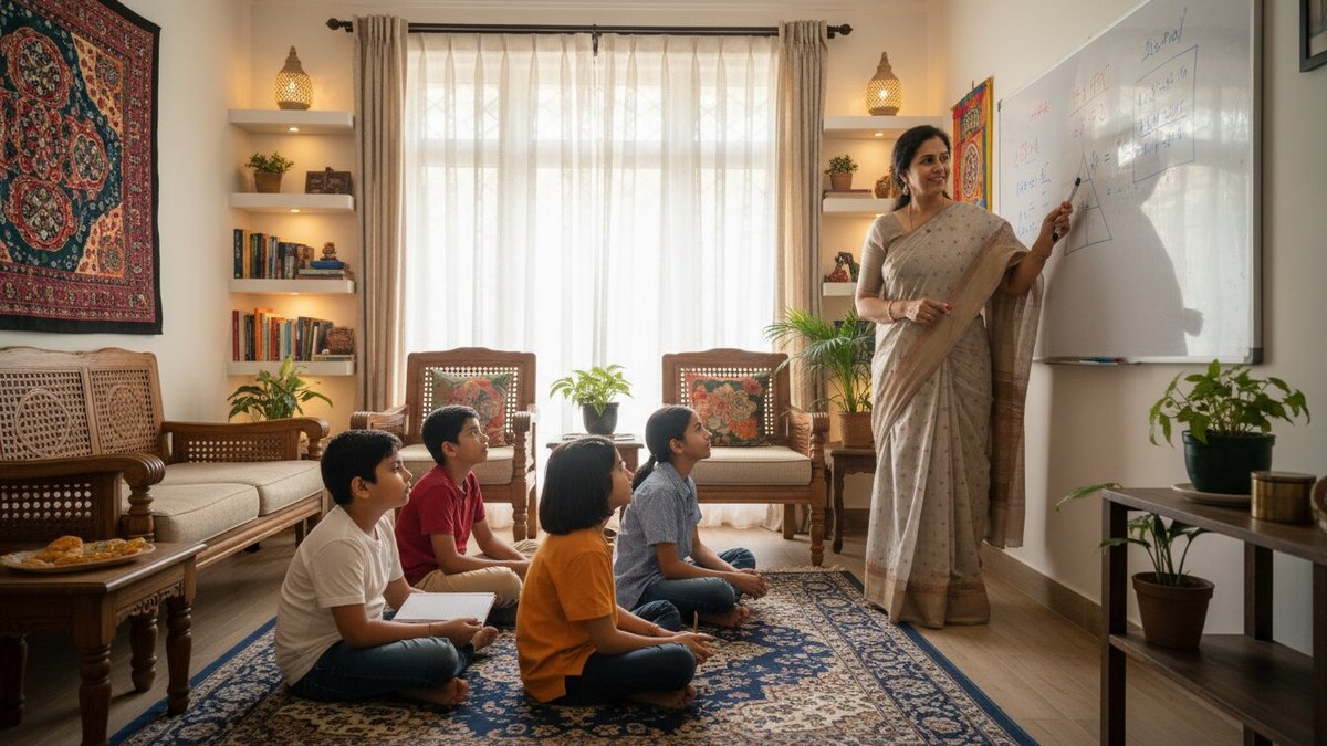 Small group home tuition session at a community learning centre