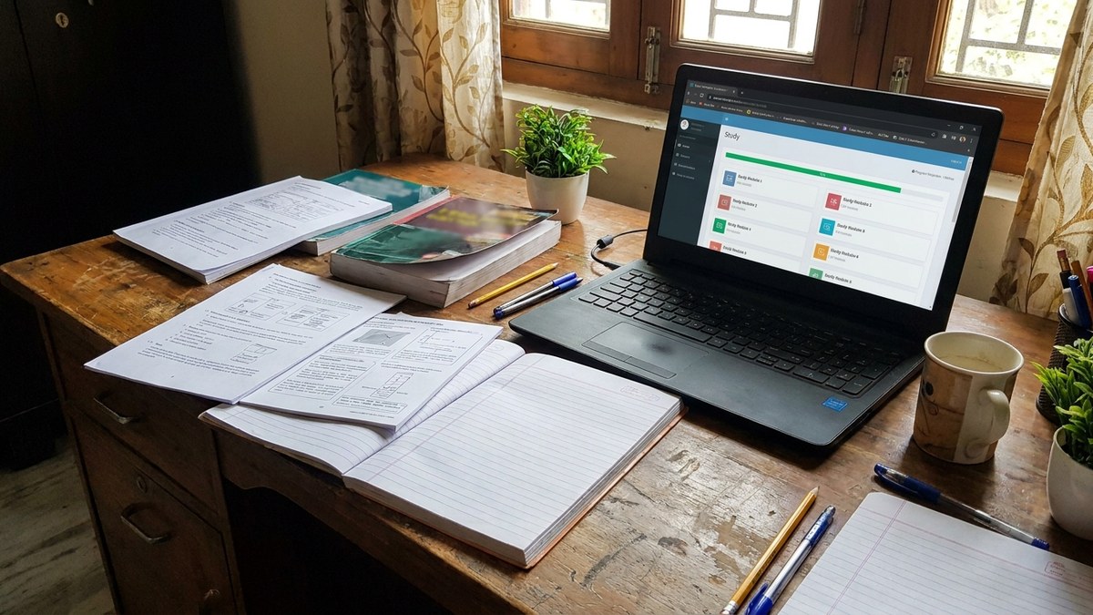 Board exam registration documents and study materials for home schooling in India