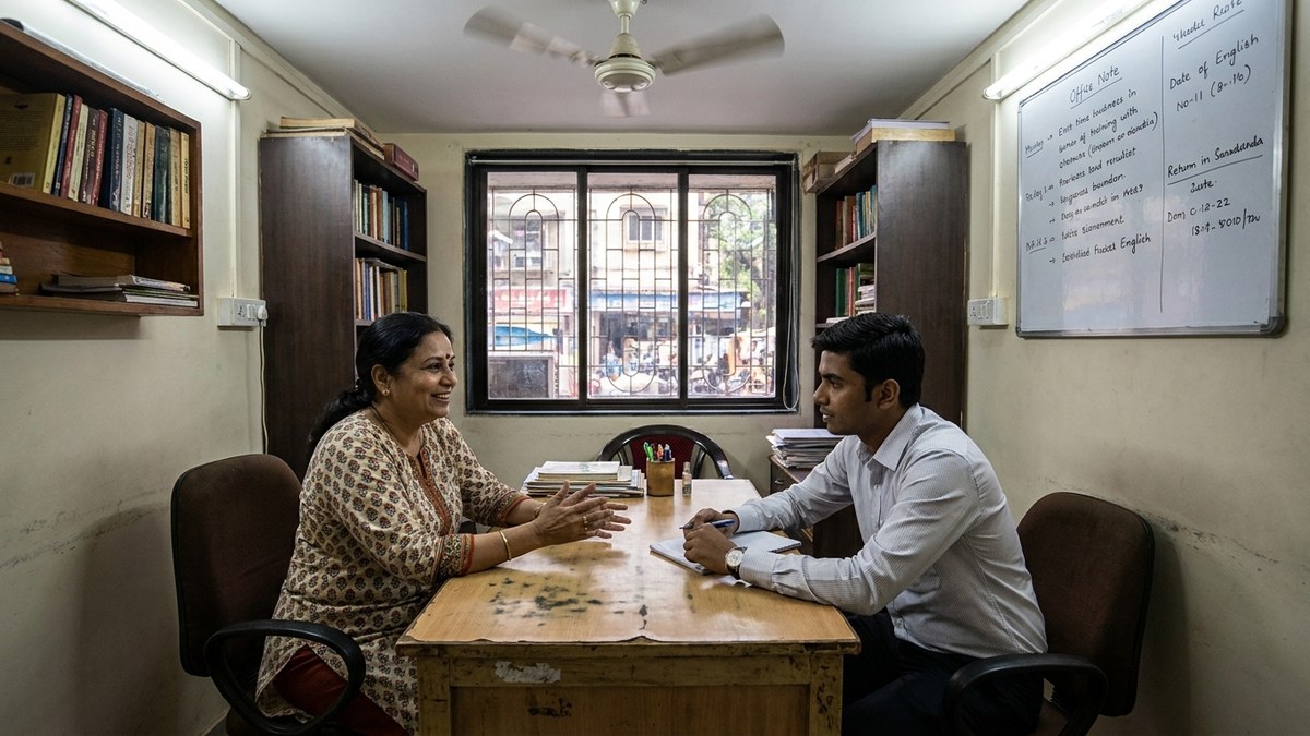 Communication skills for employability - Indian career counselor coaching a job seeker on interview answers