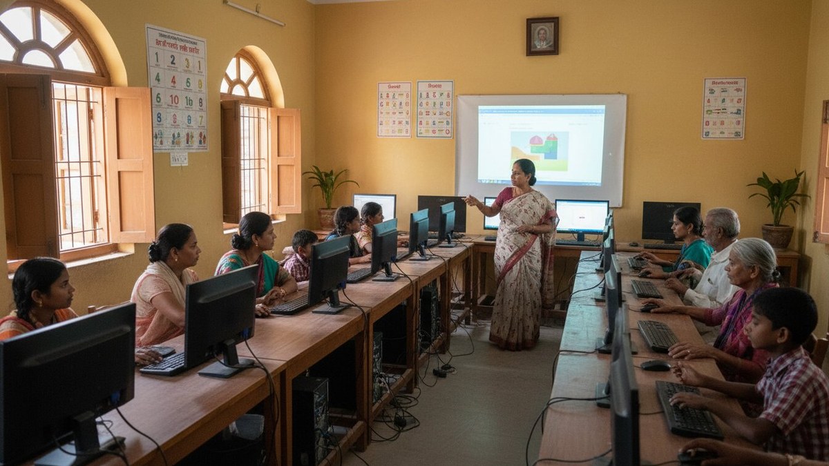 AI classroom learning scene at a Point of Digital Learning centre