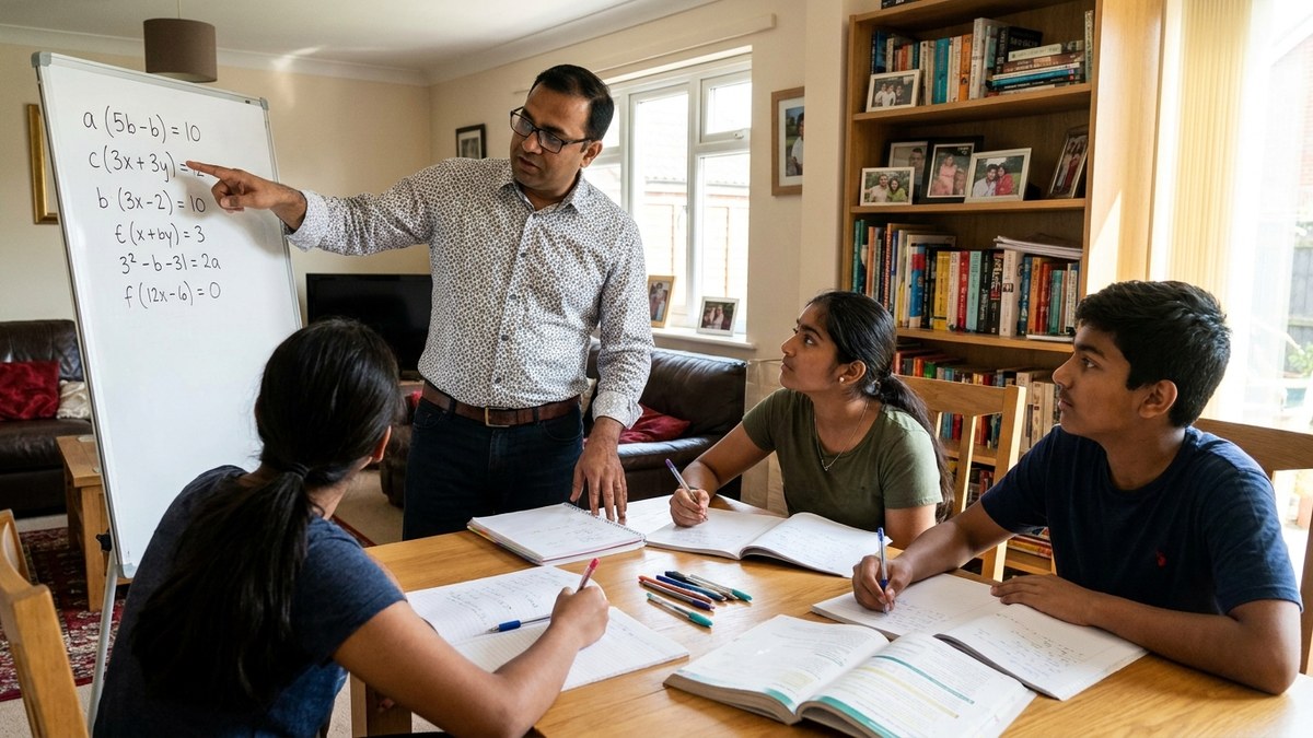 Home tuition class conducted by an Indian tutor