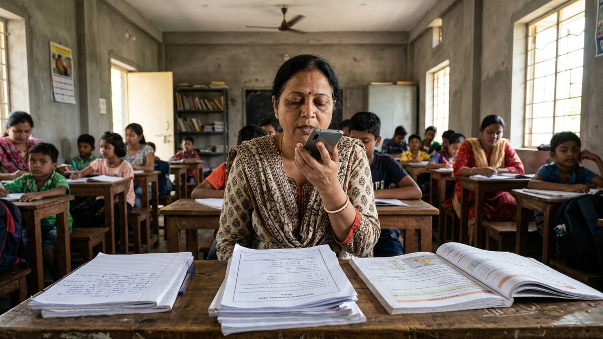 WhatsApp for education teaching: Indian tuition teacher sending voice notes and study material to student group