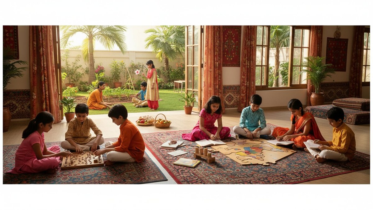 homeschooling socialization - Indian children learning together