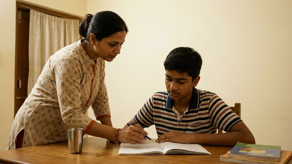 group tuition vs one to one tuition - one Indian tutor teaching a single student at home